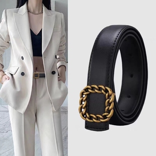 皮带女士2025新款真皮时尚百搭软牛皮配牛仔裤腰带麻花扣牛皮带潮