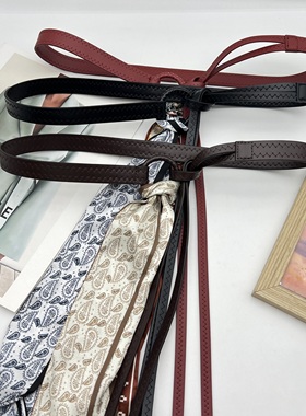 梓渝同款红色腰带配饰女细丝巾腰链腰饰腰部装饰配牛仔裤裤子挂饰