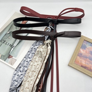 梓渝同款红色腰带配饰女细丝巾腰链腰饰腰部装饰配牛仔裤裤子挂饰