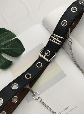 babykinG 凹造型皮带原创设计自制ins超火圆环女士腰带链条朋克风