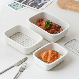 焗饭烤盘餐具陶瓷家用烤箱专用沥油盘空气炸锅模具烘焙吐司烧烤盘