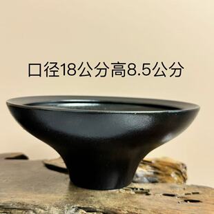 无孔苔藓球蕨类植物水仙容器禅意黑色陶瓷托盘专用花盆水培器皿