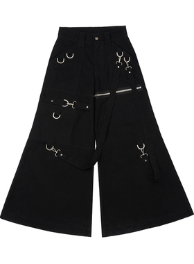 TEAMGEEK 绑带可拆卸多穿法金属扣A字型宽松阔腿低腰休闲裤