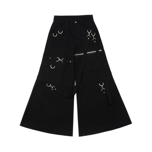 TEAMGEEK 绑带可拆卸多穿法金属扣A字型宽松阔腿低腰休闲裤