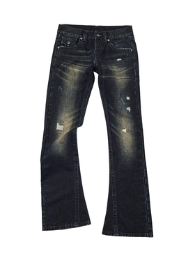 TEAMGEEK 直腿神裤 重磅破坏复古低腰修身直筒牛仔裤