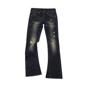 直筒牛仔裤 重磅破坏复古低腰修身 直腿神裤 TEAMGEEK