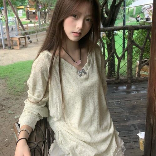 ZY77ZY63美式复古长袖t恤女夏防晒罩衫宽松慵懒感休闲显瘦上衣