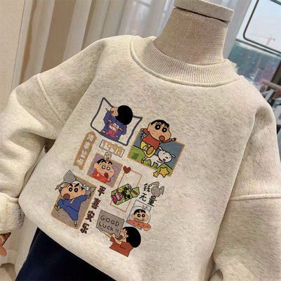 2025新款童装卫衣秋冬季加绒保暖男童上衣卡通中大童洋气圆领百搭