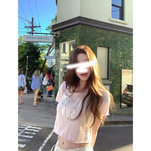 ZY713ZM【原版面料】美式甜妹减龄设计感字母短袖t恤女夏季小众上