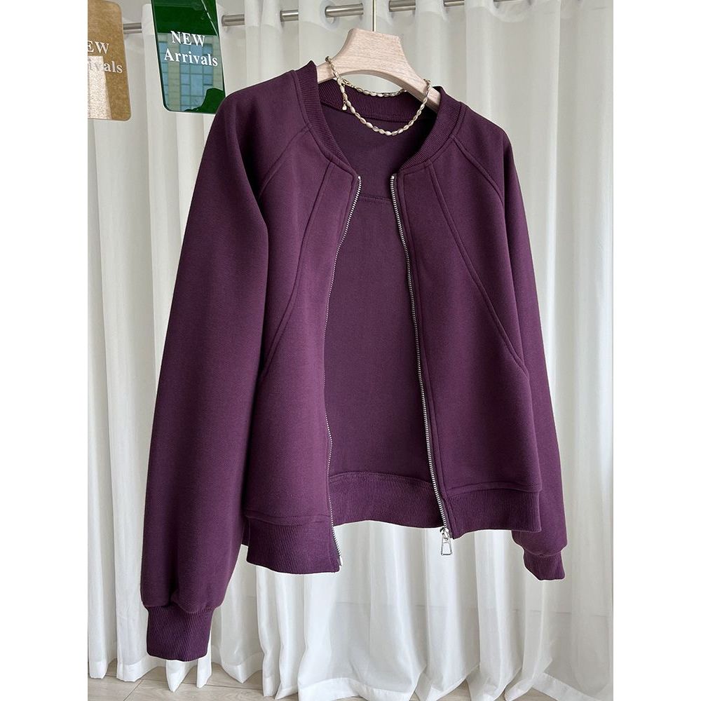 无帽卫衣开衫女外套春秋款短款棒球服妈妈款2025新款爆款开春女装