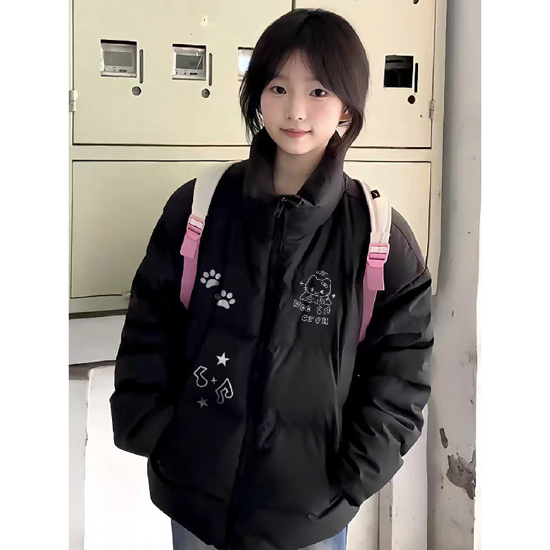 2025新款上衣外套宽松修身保暖冬季棉服宽松印花棉衣面包服女