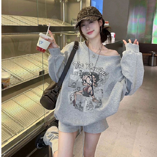 2026新款加绒后包领彩色内外同色(花灰白灰除外)印花卫衣女