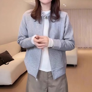 ZM2026大码立领开衫外套女秋季新款胖mm韩版百搭显瘦长袖上衣