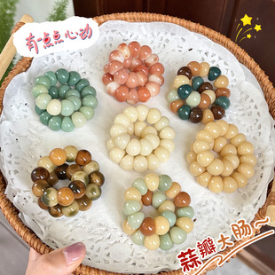 绿飘花皮蒜瓣猪大肠手串男女款绕指柔文玩盘玩趣味手捻解压手把件