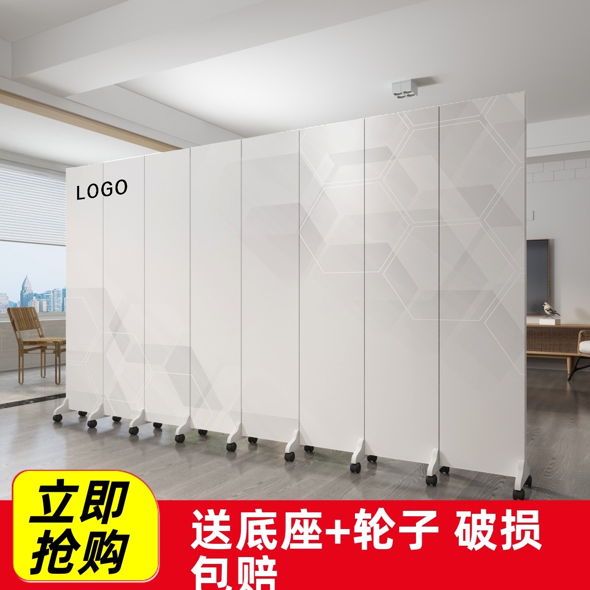 定制屏风隔断墙白色折叠移动办公室玄关现代简约客厅遮挡双面折屏