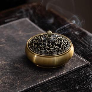 茶道沉香焚香家用黄铜底座檀香盘香小跨境香炉室内香篆器熏佛香炉