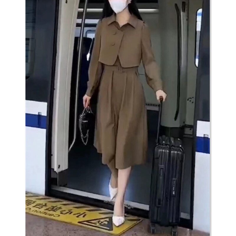 22737大爱美依缘2026秋季新款套装韩版时尚马甲连衣裙两件套显瘦
