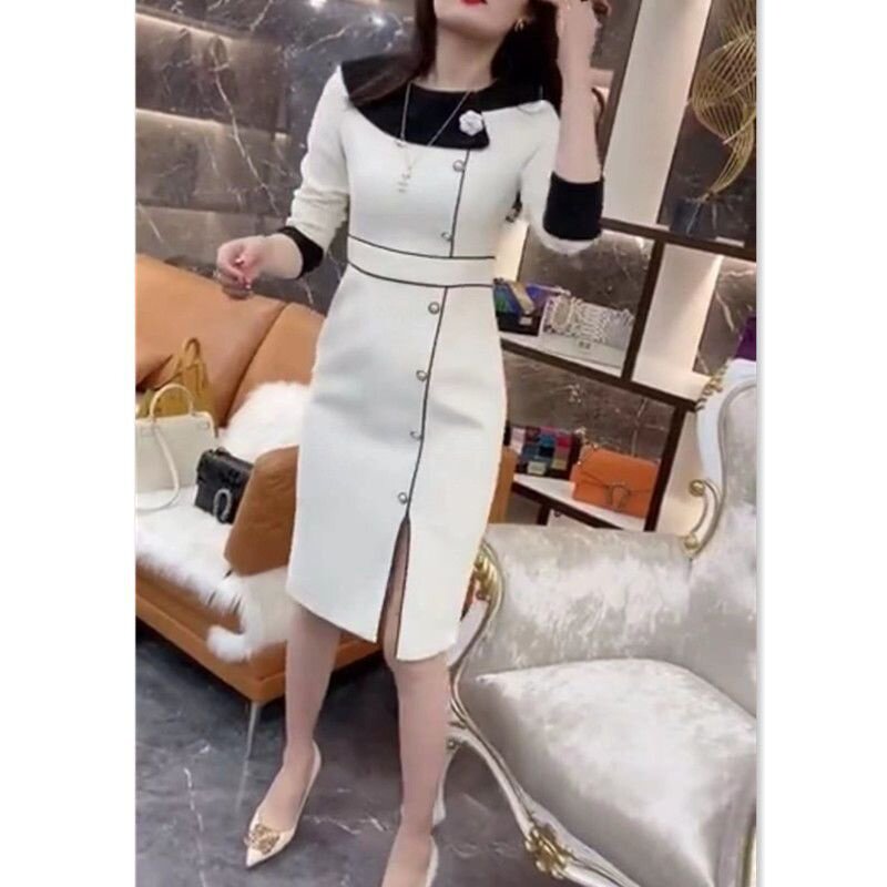 88115大爱美依缘2025春季新款中长款修身显瘦连衣裙长袖包臀女裙