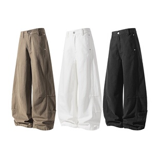 白底美式 纯棉阔腿弯刀裤 特P50 秋季 控价 GK25992 新款 5XL 2025