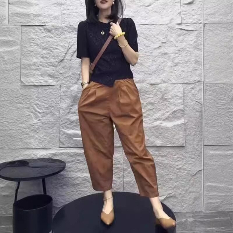 24171大爱美依缘2025夏季新款时尚圆领短袖T恤休闲哈伦裤显瘦女潮
