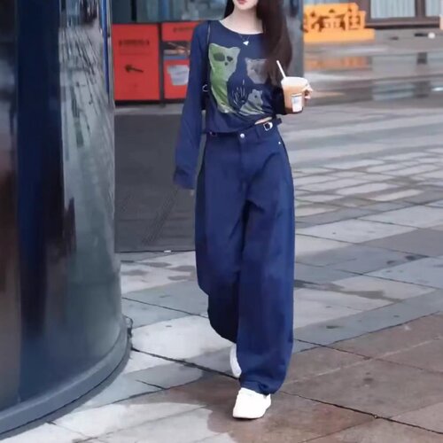 25527大爱美依缘2025夏季新款薄款长袖防晒T恤上衣高腰阔腿长裤女