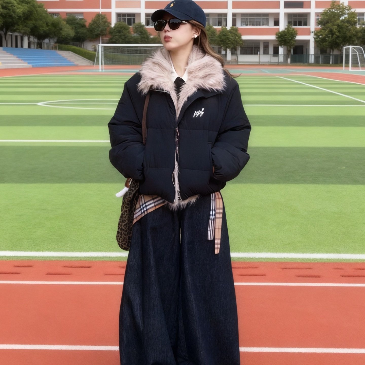 黑色毛领棉服加厚宽松高级感保暖棉衣外套秋冬季面包服女装外套