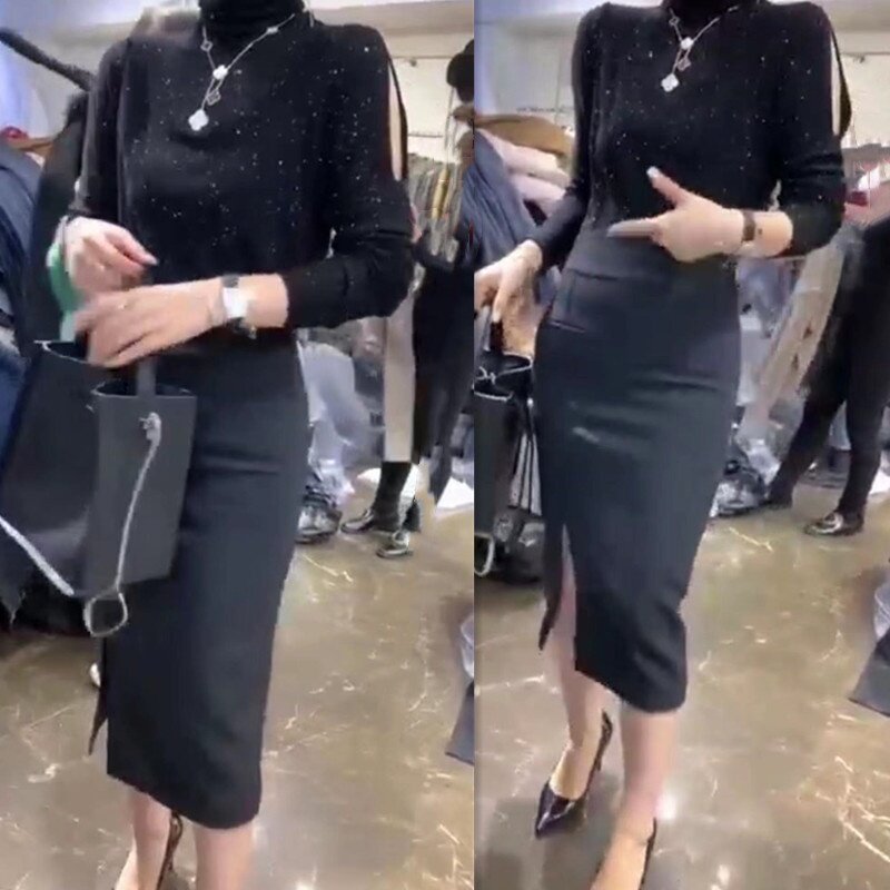 88181大爱美依缘2025新款打底衫亮晶晶时尚露肩T恤女修身显瘦上衣