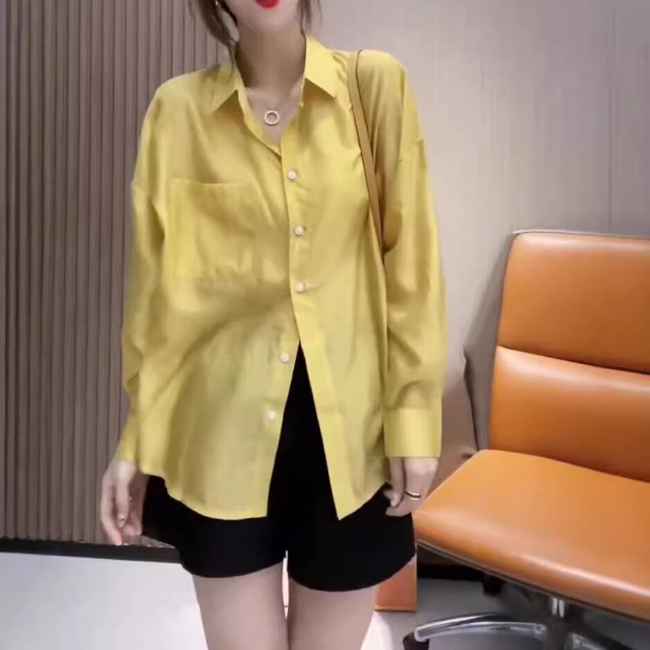 24018大爱美依缘2026新款韩版高级纯色宽松女士衬衫高腰短裤洋气