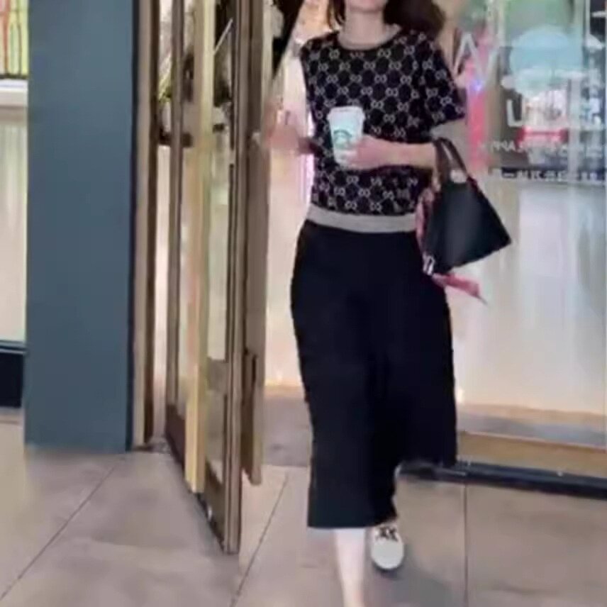 9799大爱美依缘2025时尚短袖七分阔腿裤两件套宽松显瘦韩版潮女装
