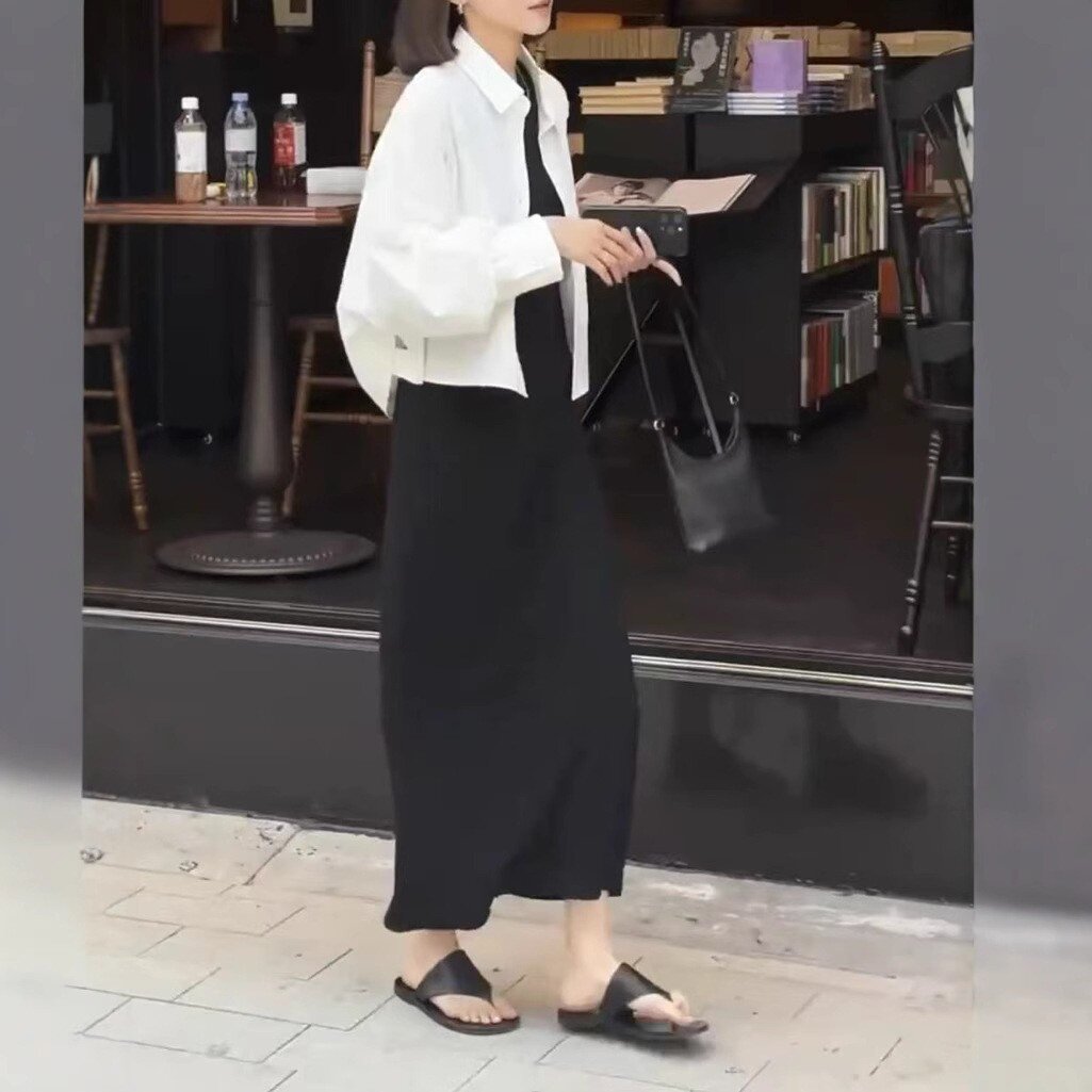 25122大爱美依缘2025春季新款韩版短袖长款连衣裙衬衫外套洋气女