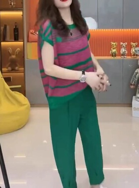 25159大爱美依缘2025夏季新款小个子宽松短袖T恤休闲阔腿裤显瘦女