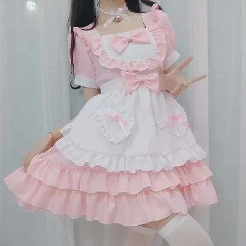 女仆装可爱软妹连衣裙制服套装cosplay女佣日系清纯粉色角色扮演