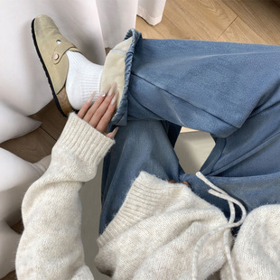 加厚直筒牛仔裤 阔腿裤 女裤 胖妹妹mm高腰宽松显瘦窄版 子春秋季 薄款