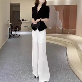 25612大爱美依缘2025夏季新款高级感收腰上衣高腰直筒长裤显瘦女