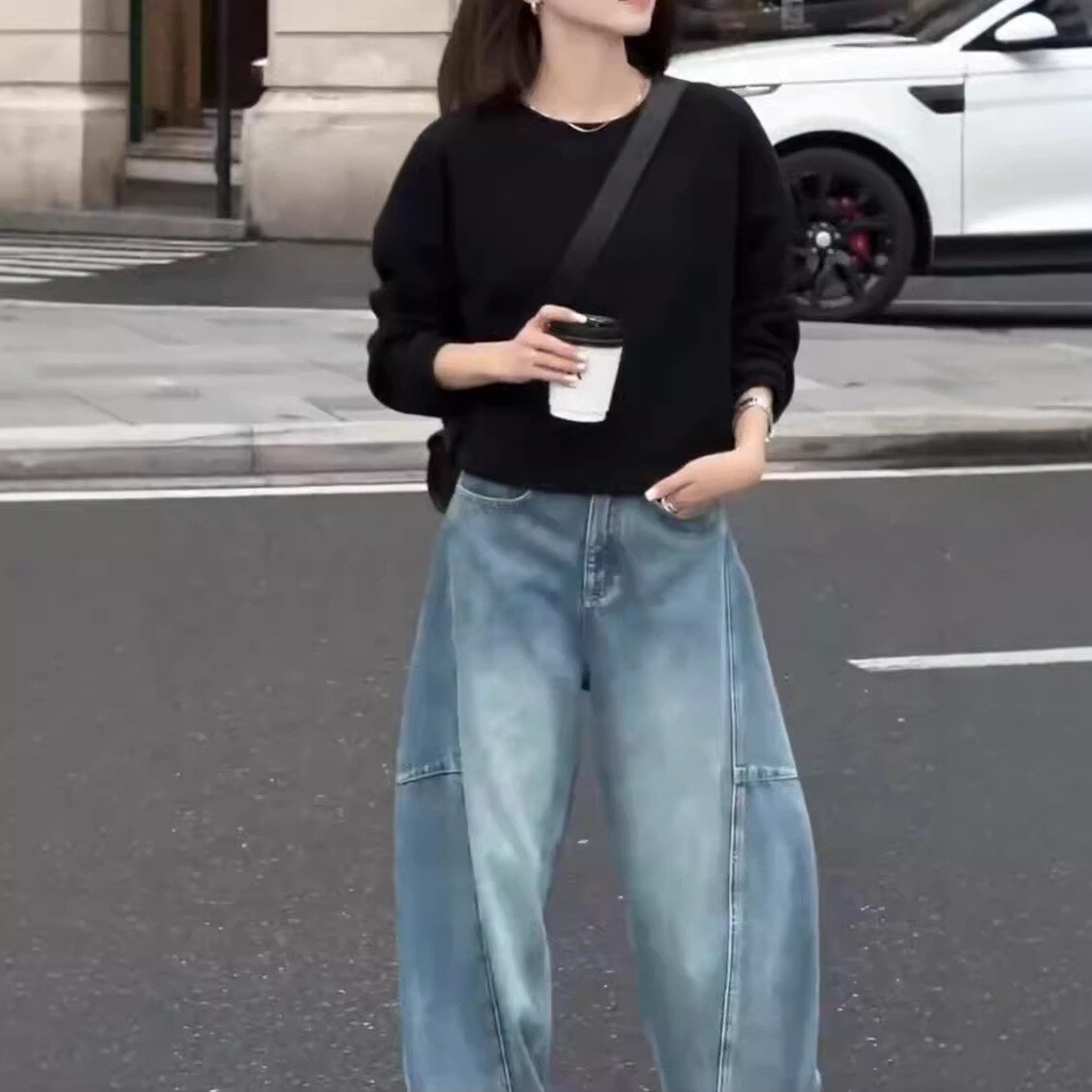 24906大爱美依缘2026秋季新款韩版长袖宽松卫衣休闲阔腿牛仔裤女