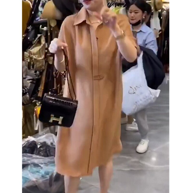发9387大爱美依缘2026夏季新款韩版翻领短袖连衣裙中长款宽松显瘦
