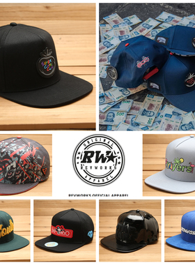 欧美潮牌小众孤品反戴卡通限定刺绣平沿宽檐硬顶棒球帽snapback