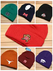 Rare American Version Ncaa College Football Embroidered Winter Stretchy Warm Cuffed Knit Beanie Ski Hat