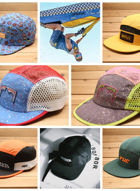 欧美小众铁人三项马拉松跑步骑行超轻透气五片平檐软顶鸭舌棒球帽