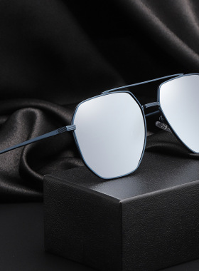双梁多边形偏光太阳镜潮男时尚炫彩水银帅酷男士开车驾驶钓鱼墨镜