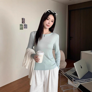 2026新款同款天丝套头罩衫女春款内搭薄款长袖T恤防晒空调打底衫