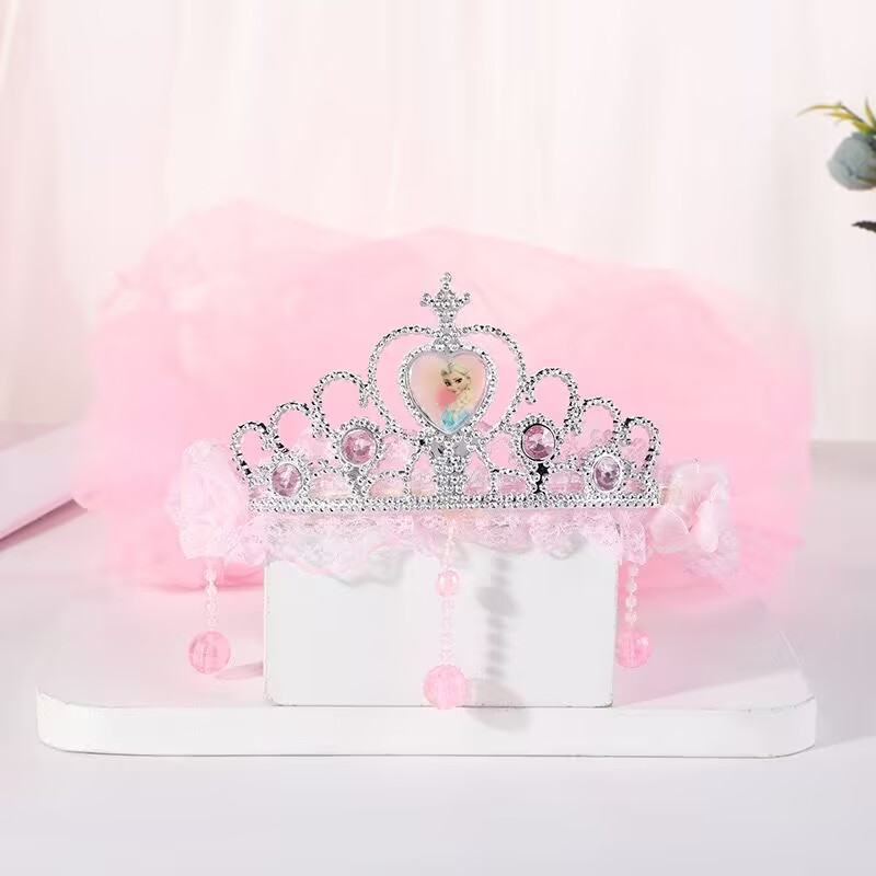 儿童饰品双层花环大号婚纱发饰学校头花披纱皇冠韩版头纱头饰L