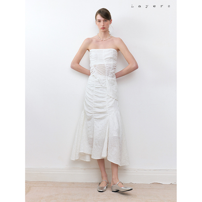 亮片肌理棉纱抽褶弹力网纱半裙