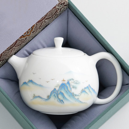 德化羊脂玉瓷西施壶盖碗茶具大容量办公泡茶防烫高档小型家用陶瓷