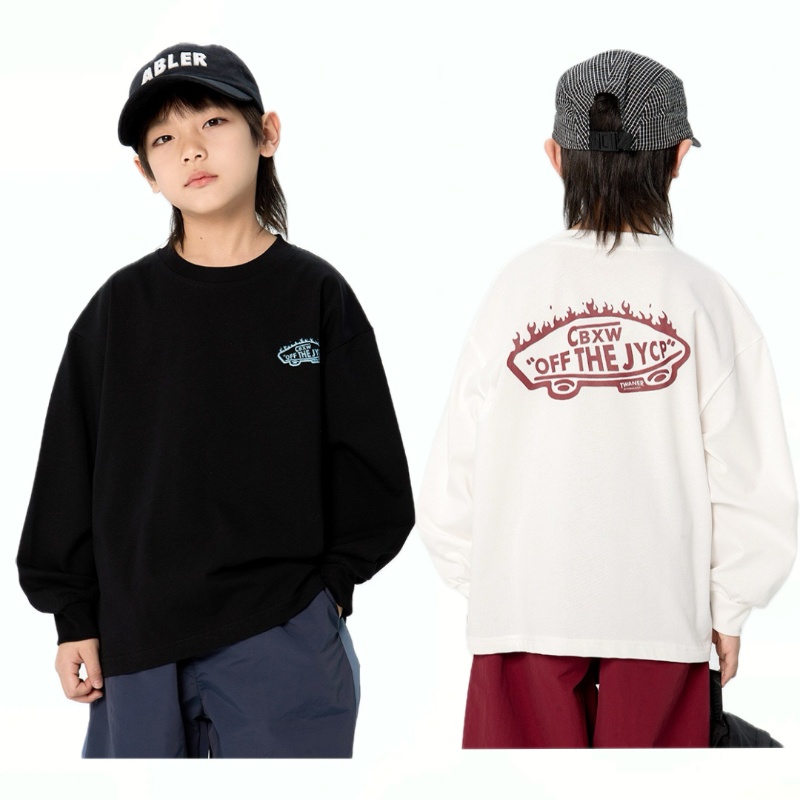 儿童印花圆领长袖休闲T恤