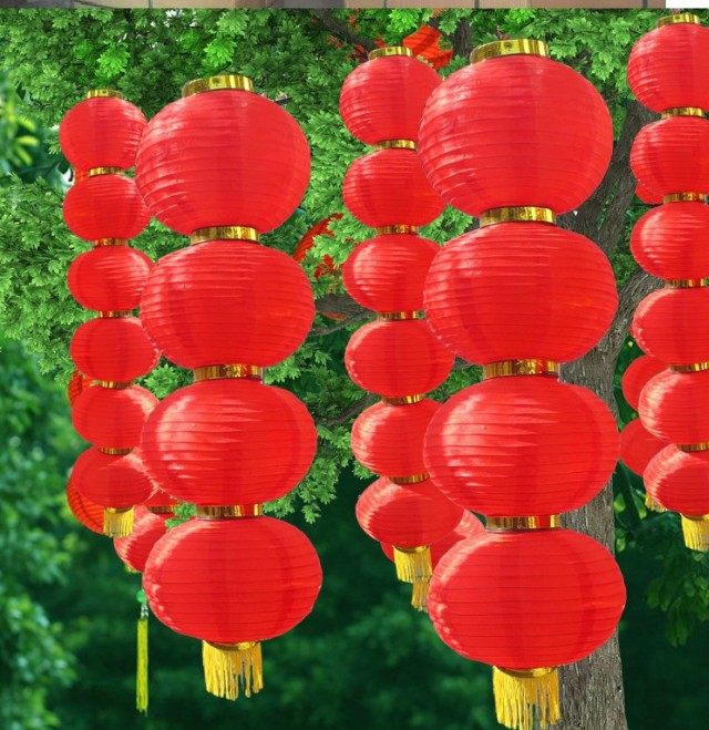 拉丝串灯笼韩式大红圆灯笼串日韩广告拉丝连串灯笼春节连串灯笼