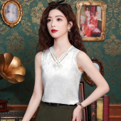 国风冰丝吊带背心女2025夏季 T恤搭配西服高端桑蚕丝上衣 外穿无袖