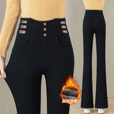 微喇叭牛仔裤女2025年新款保暖裤