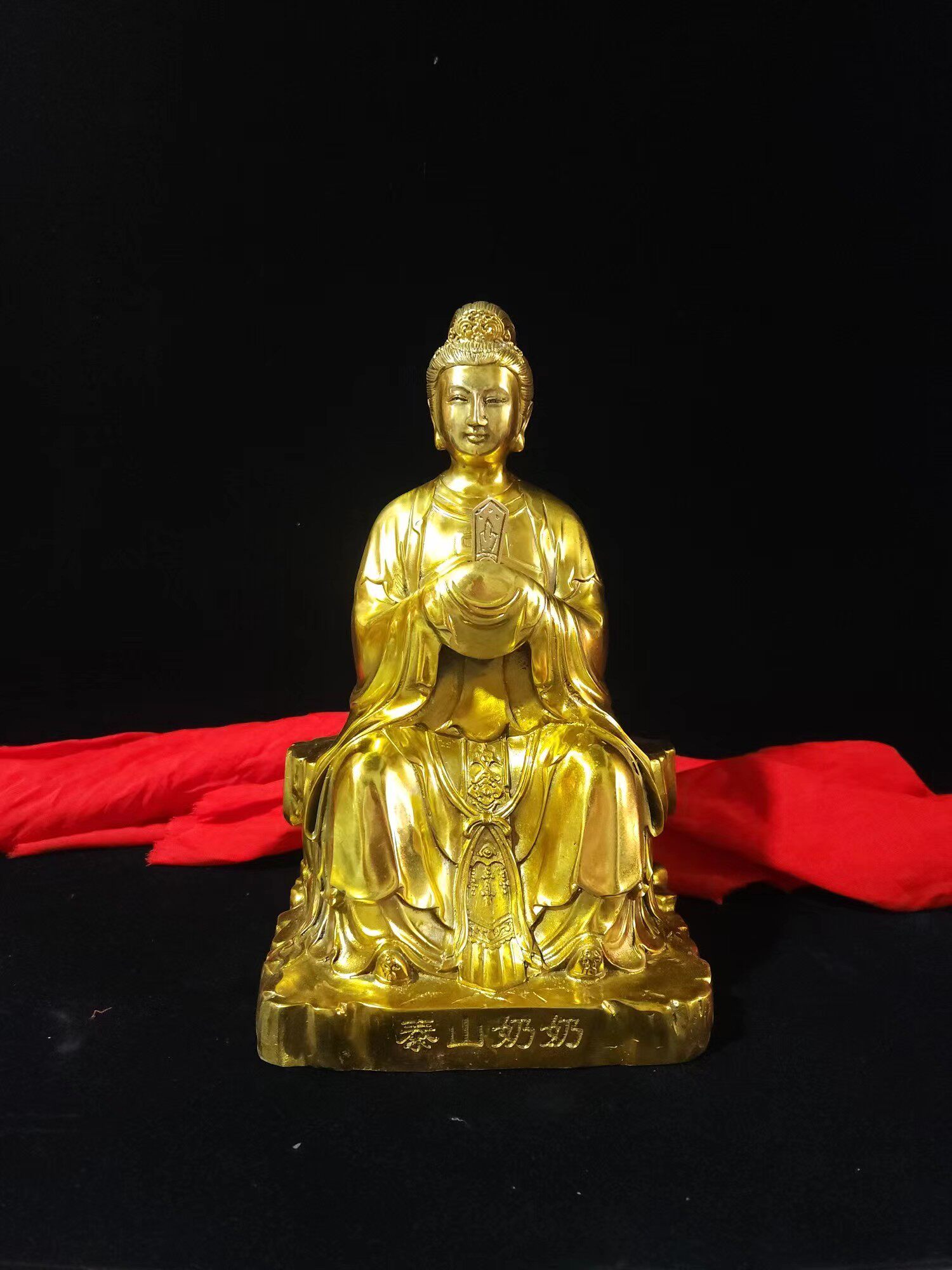 纯铜泰山奶奶圣母神像碧霞元君手工佛像泰山老奶奶老母家居摆件