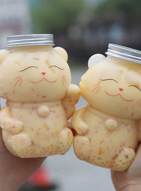 500ml40只奶茶果汁饮料瓶招财猫